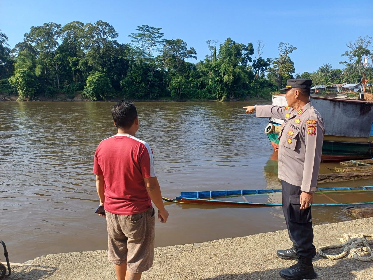 Polsek Tabang dan Tim Gabungan Cari Korban Tenggelam di Sungai Belayan