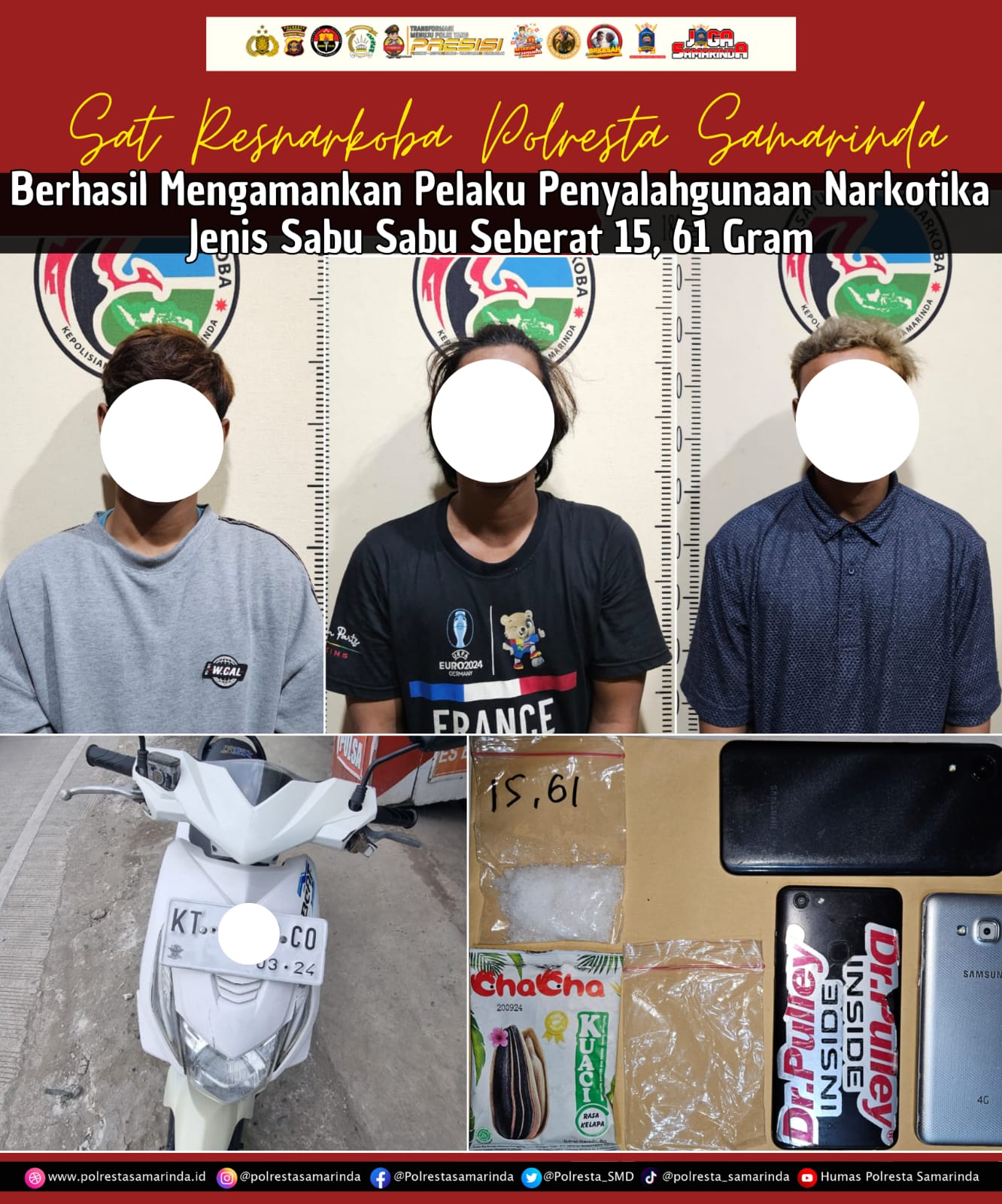 Sat Resnarkoba Polresta Samarinda Ungkap Peredaran Sabu-Sabu, Amankan 1 Paket Sebesar 15,61 Gram